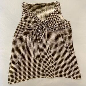 MALIPARMI Sheer Polka Dot Sleeveless Blouse, Tie Front, Size 44.